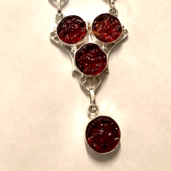 Red Stain Glass Necklace 925 made in India. - Picture 1 of 3